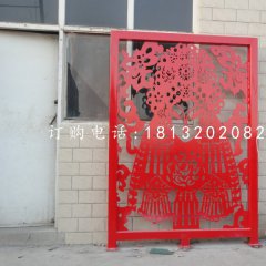 戏曲脸谱雕塑，不锈钢剪纸雕塑
