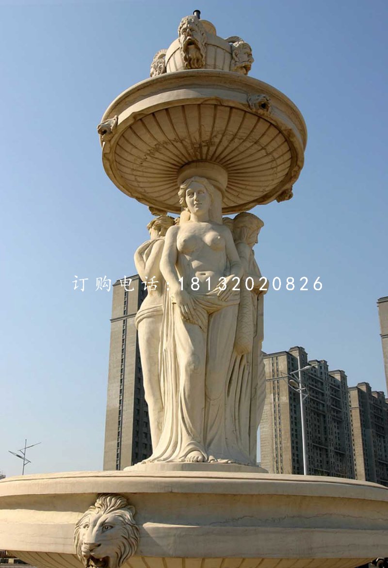 西方人物石喷泉，广场景观石雕
