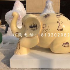 小象雕塑，玻璃钢彩绘