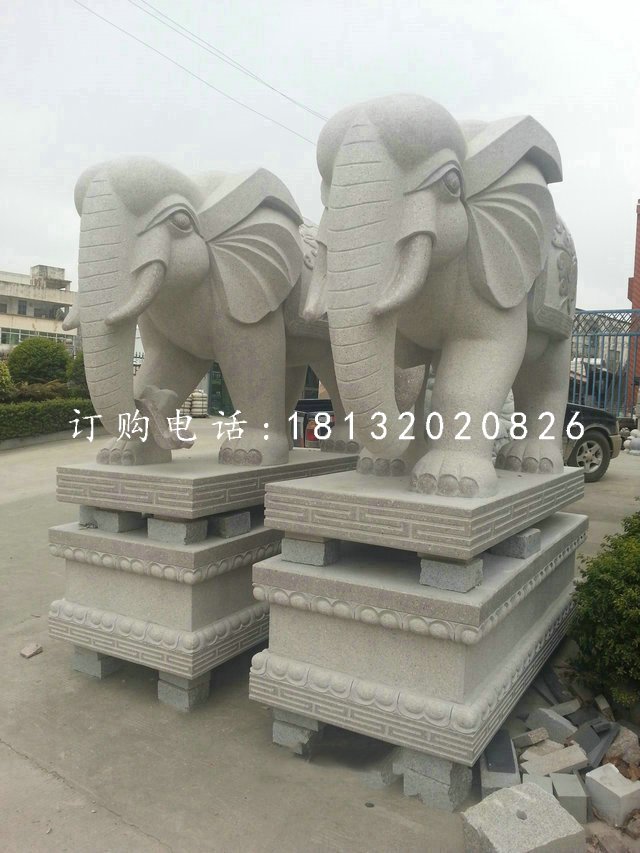 大理石大象，广场动物石雕