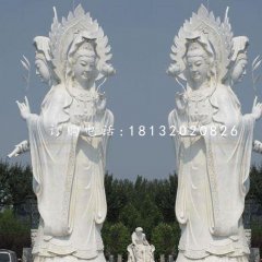 三面观音石雕，大理石佛像