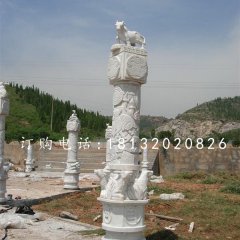十二生肖柱石雕，汉白玉柱子