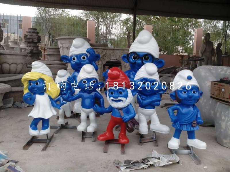 玻璃钢蓝精灵，卡通摆件 (2)