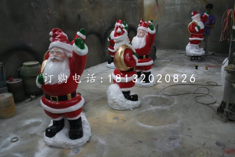 玻璃钢圣诞老人雕塑，卡通人物