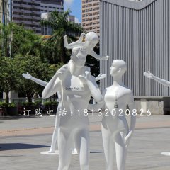 一家人雕塑，玻璃钢人物
