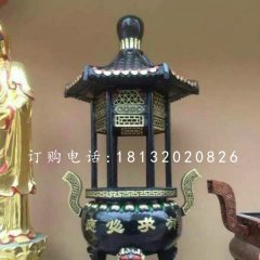 有求必应香炉雕塑，寺庙铜香炉
