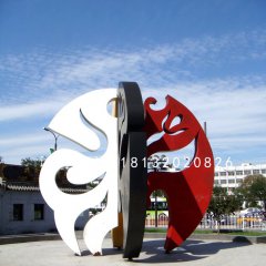 抽象脸谱雕塑，广场不锈钢雕塑