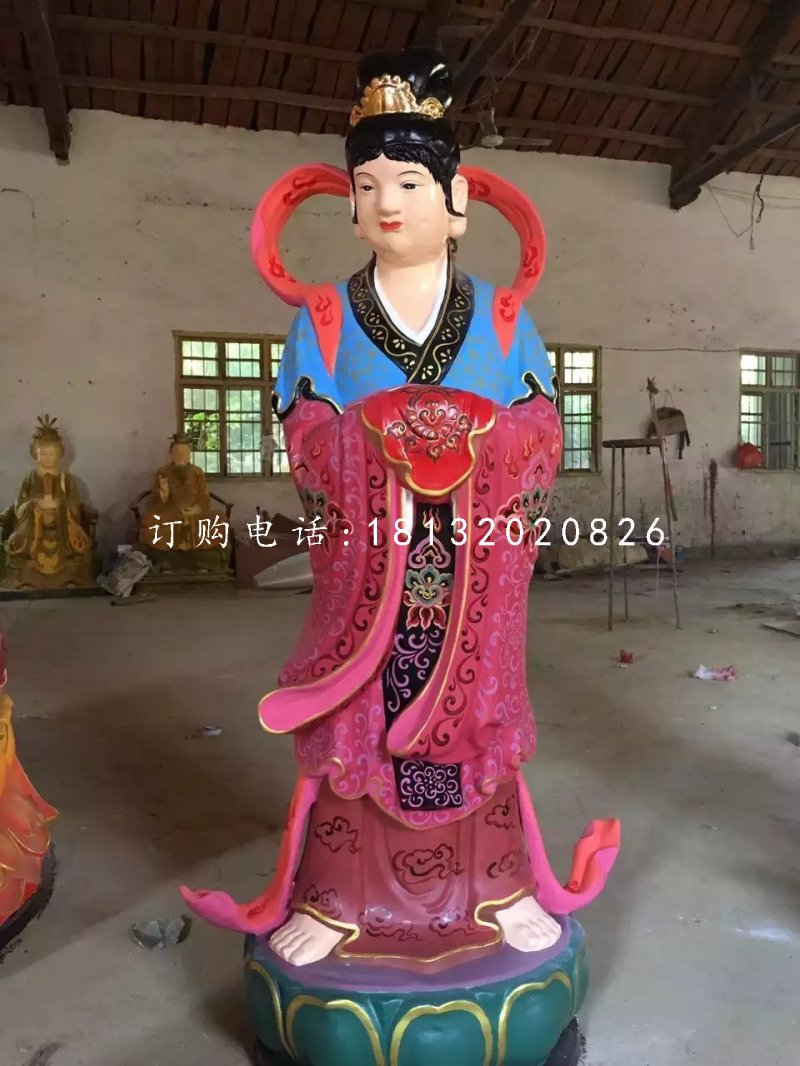 龙女雕塑，玻璃钢彩绘龙女