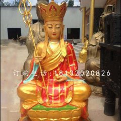 铜雕彩绘地藏王，坐式佛像雕塑