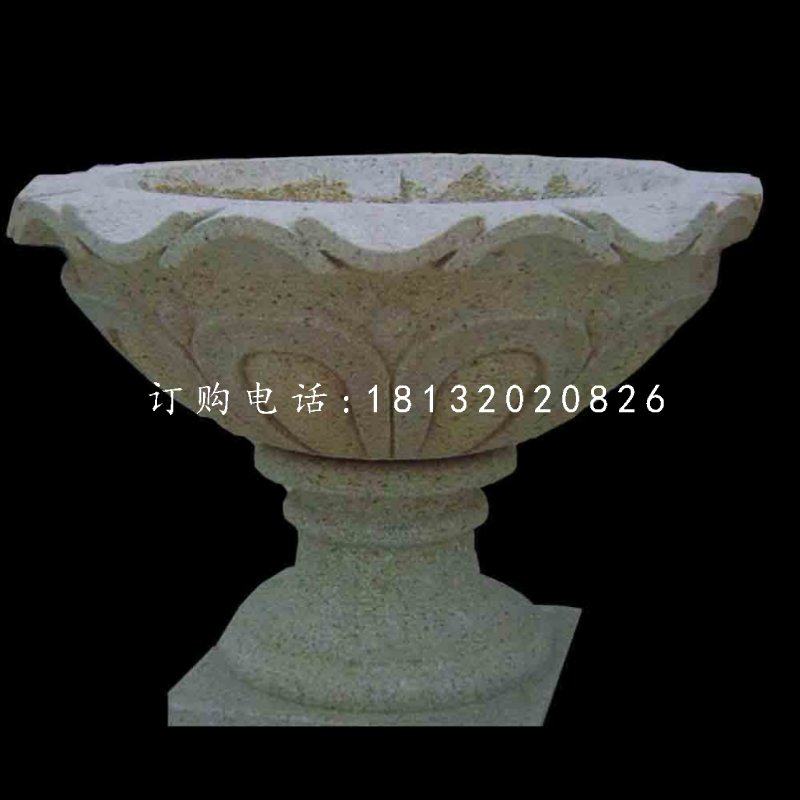 大理石花盆雕塑，公园景观石雕