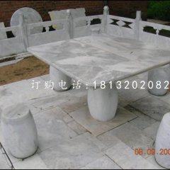 方桌圆凳石雕，公园休息椅