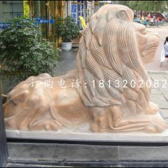 趴着的狮子雕塑，西洋狮石雕