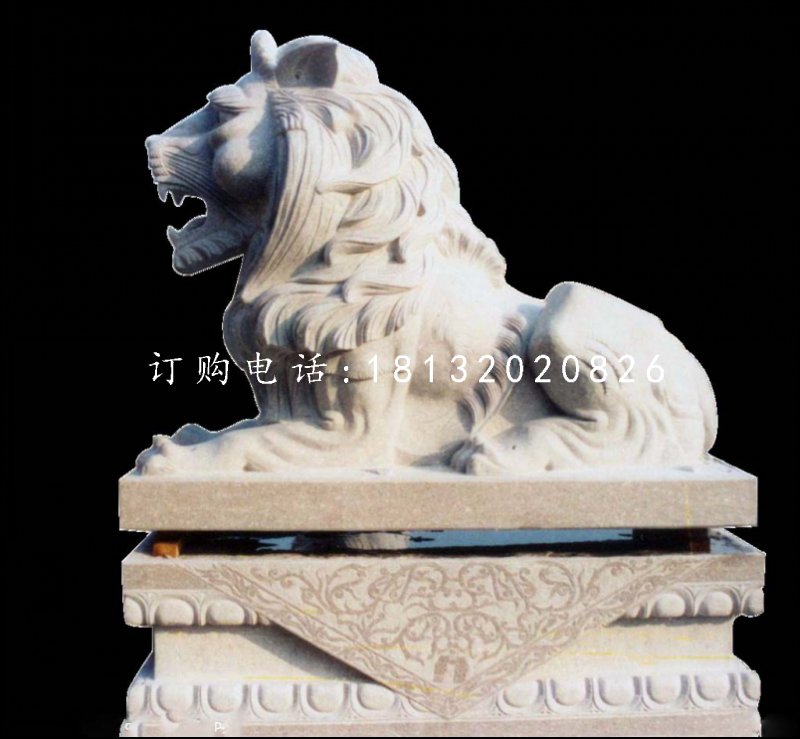趴着的狮子石雕，欧式狮子雕塑