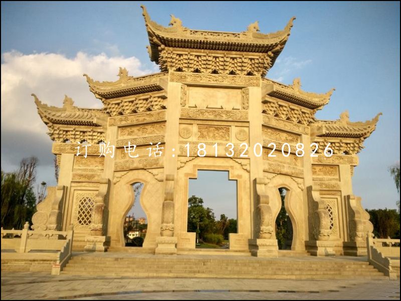 牌楼石雕，仿古石雕牌坊