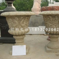 砂岩花盆，欧式花钵雕塑