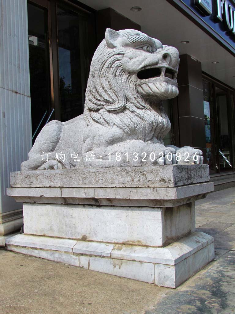 西洋狮石雕，银行门口石狮子 (1)