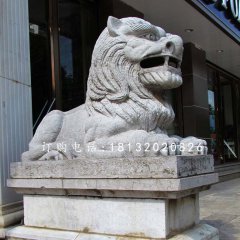西洋狮石雕，银行门口石狮子