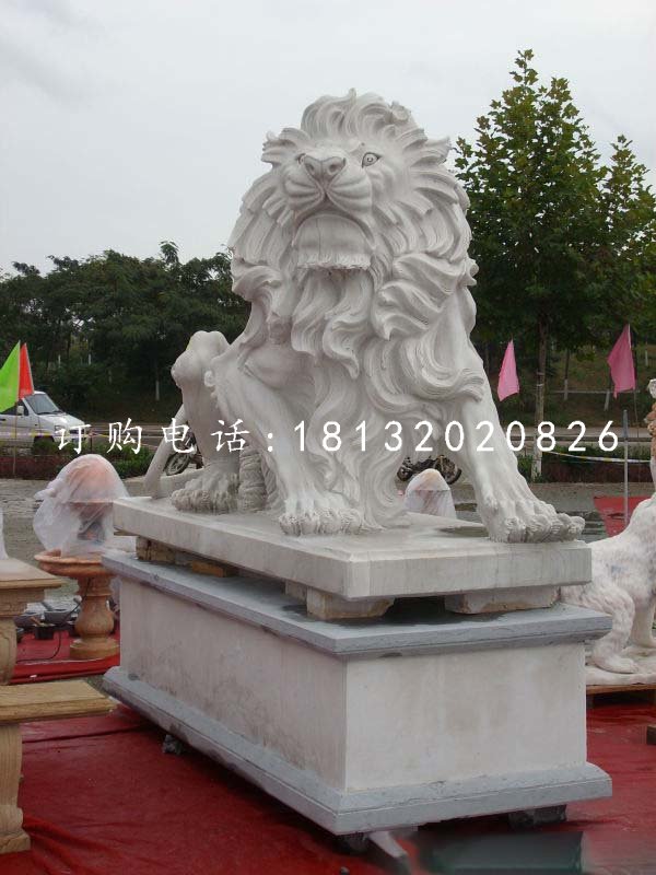 汉白玉狮子，欧式狮子石雕