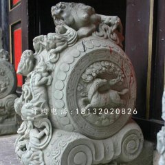 青石抱鼓石雕塑，仿古门墩