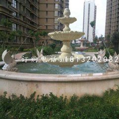 三层喷泉雕塑，大理石喷泉