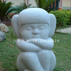 小女孩石雕，公园小品石雕
