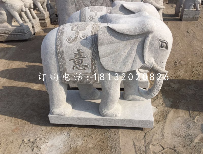 吉祥如意小象，大理石动物雕塑
