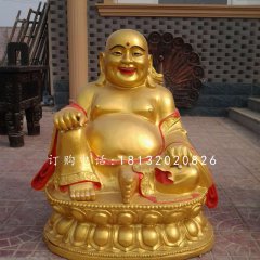 坐式弥勒佛雕塑，铜雕彩绘佛像
