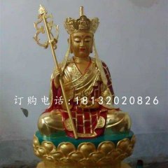 坐式地藏王，铜雕彩绘佛像