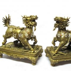 铸铜麒麟雕塑，铜雕神兽