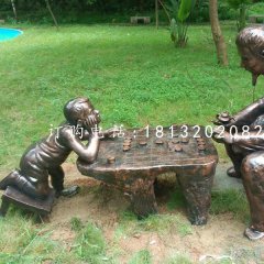 公园下棋雕塑，小品铜雕
