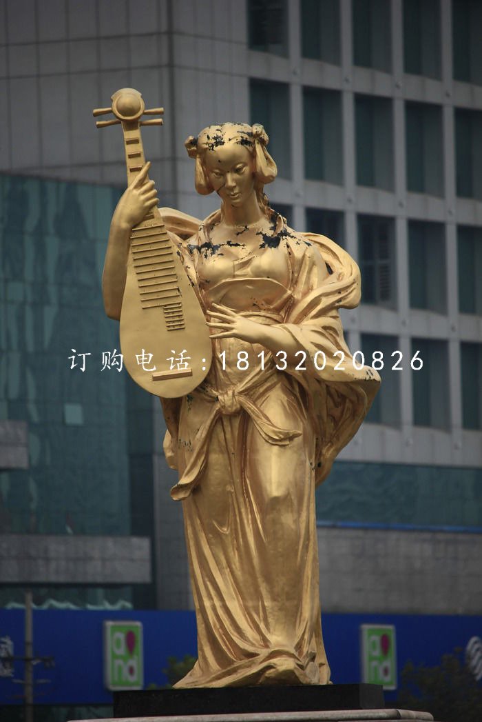乐妓雕塑，广场人物铜雕