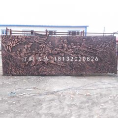 八路军打仗铜浮雕，公园墙壁铜浮雕