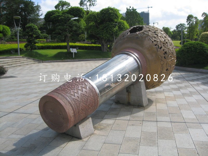 不锈钢话筒雕塑，公园景观雕塑