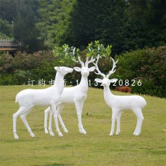 玻璃钢树叶鹿，玻璃钢抽象动物雕塑