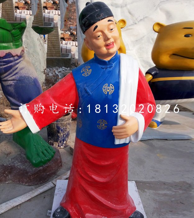 玻璃钢店小二雕塑玻璃钢仿真人物雕塑