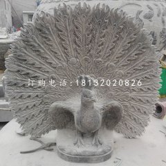 大理石孔雀开屏，动物石雕