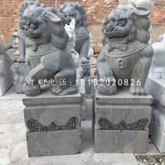 青石仿古石狮子，看门石桌石雕
