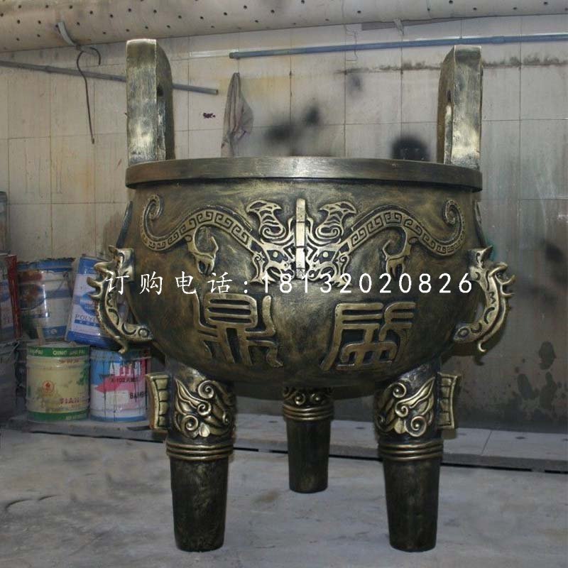 三足鼎铜雕，鼎盛铜鼎