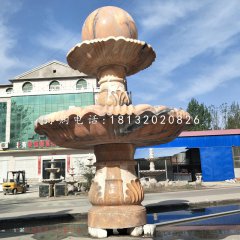 晚霞红风水球喷泉，双层风水球雕塑