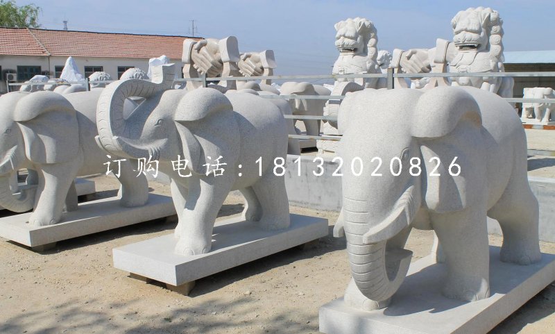 大象石雕大理石动物雕塑
