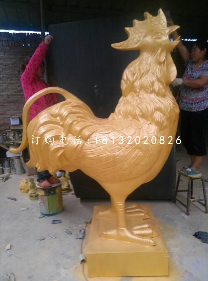 仿铜公鸡雕塑玻璃钢动物雕塑