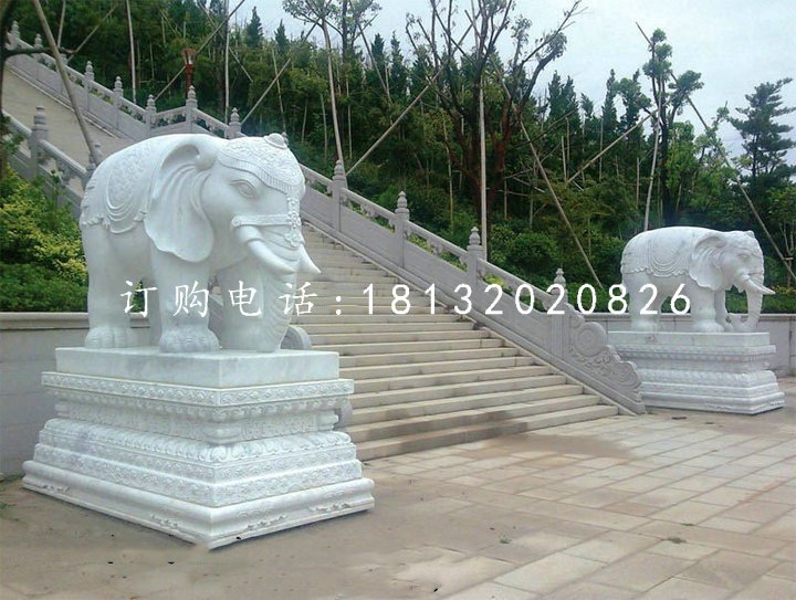 汉白玉大象石雕寺庙动物雕塑
