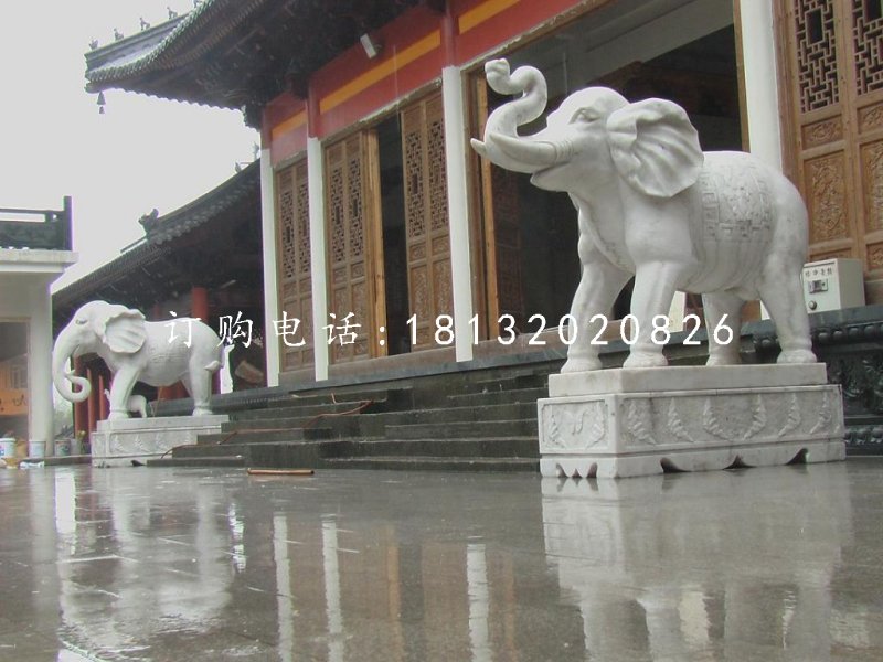 大象石雕寺庙动物雕塑
