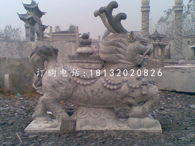 青石麒麟雕塑寺庙神兽石雕