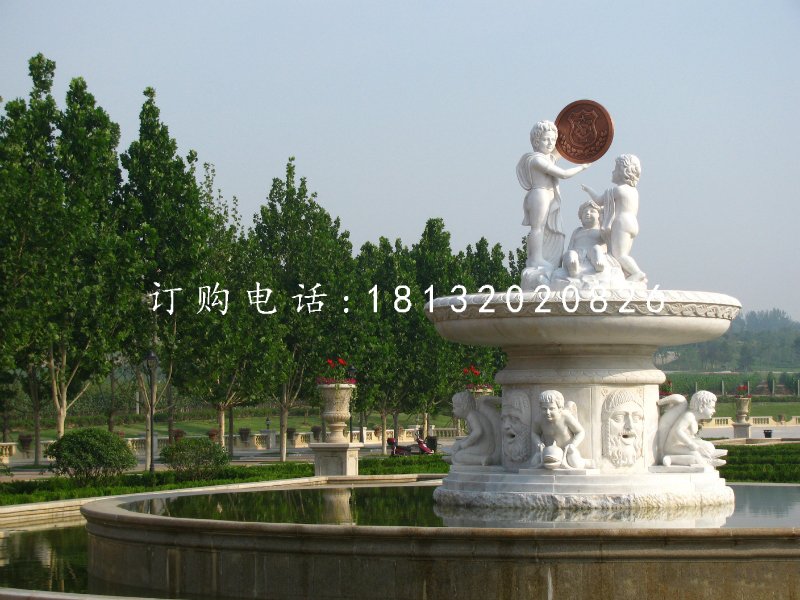 汉白玉喷泉，西方人物石喷泉