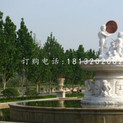 汉白玉喷泉，西方人物石喷泉