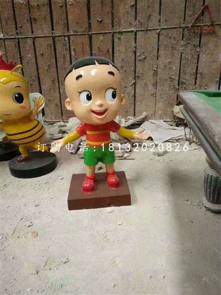 大头儿子雕塑，玻璃钢卡通人物