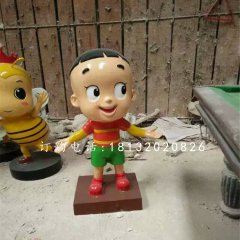 大头儿子雕塑，玻璃钢卡通人物