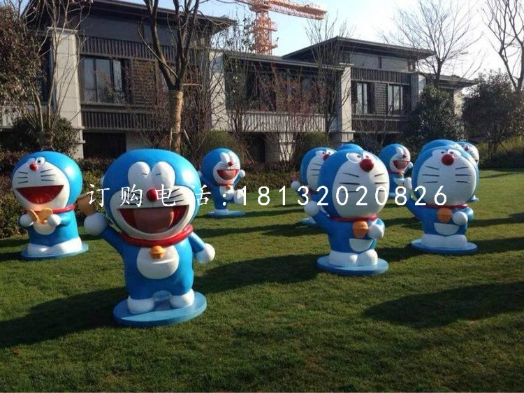 公园机器猫雕塑玻璃钢卡通动物 (1)