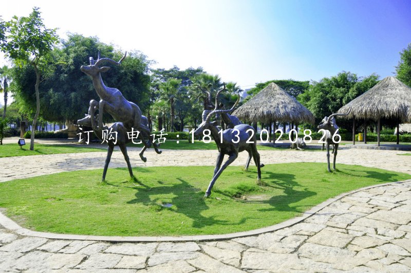羚羊铜雕，公园动物铜雕